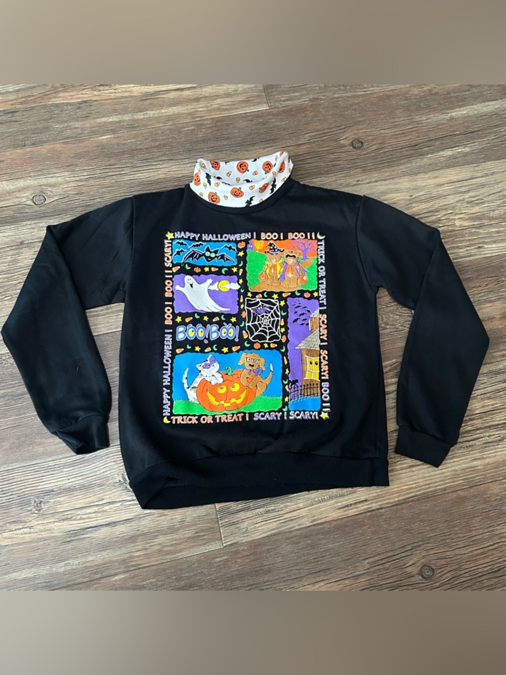 Basic Editions girls 14/16 VINTAGE Halloween sweatshirt 90’s colorful graphic
